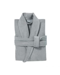 badjas met sjaalkraag Pure licht grijs, glacier 100% katoen velours met badstof