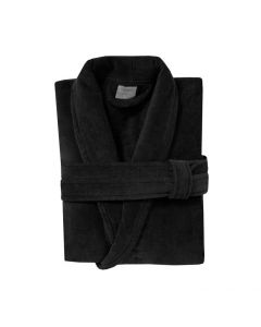 badjas met sjaalkraag Pure zwart , black 100% katoen velours met badstof