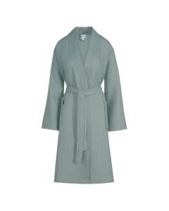 Zomer badjas Biarritz kleur  parel grijs 100% wafel katoen  Van Dijck