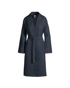 Zomer badjas Biarritz kleur donker blauw 100% wafel katoen  Van Dijck navy blue ink