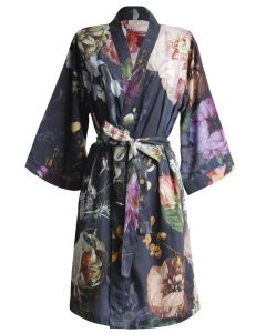 Dunne Kimono Badjas Fleur  in de kleur  donker blauw