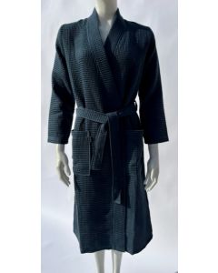 Zomer badjas Biarritz kleur donker blauw 100% wafel katoen  Van Dijck